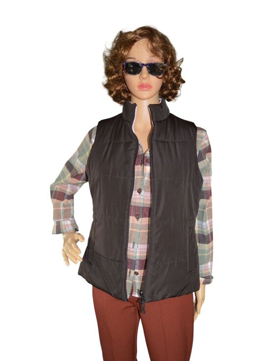 M Jackets & Blazers - Merona Reversible Puffer Vest Brown Light Pink Women's Size Small Casual Fall